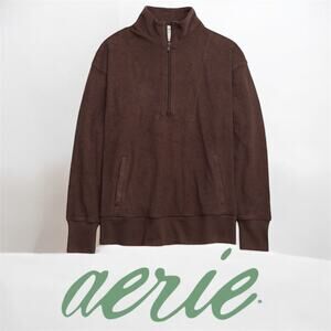 Aerie Offline -Terry Half Zip Sz XXL Women's Zip‎ Pockets Athleisure Long Sleeve